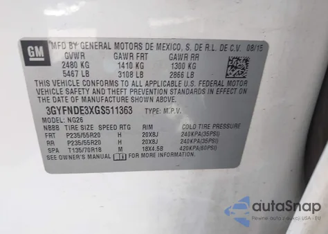 2016 Cadillac Srx Premium Collection z USA, uszkodzony, nr VIN 3GYFNDE3XGS511363